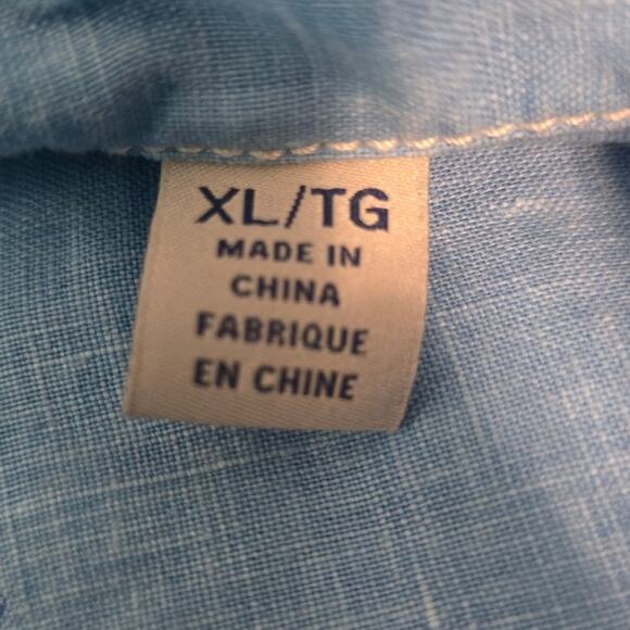 Tommy Bahama 100% Linen Turquoise Business Casual Wear Men's Dress Shirt XL - Picture 4 of 5